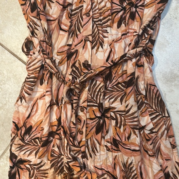 Vici Peach Tropical Floral Palm Print Button Front Maxi Dress S Beach Summer - Picture 5 of 8
